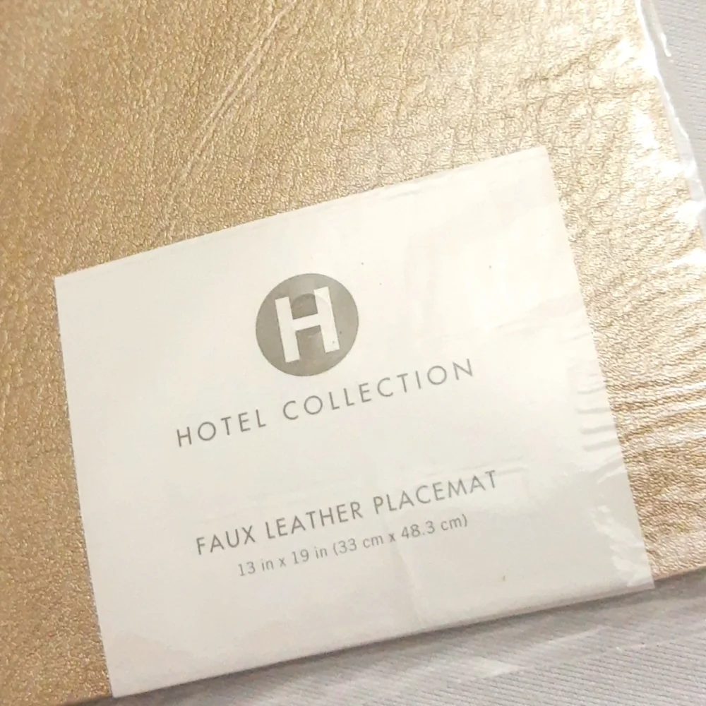 Hotel Collection Faux Leather Dining Placemat METALLIC GOLD Macy’s 6 Pcs